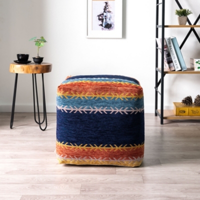 Milano Stripe Pouf, Multi