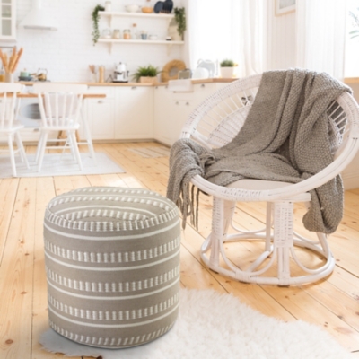 Atlantis Striped Pouf, Brown, rollover