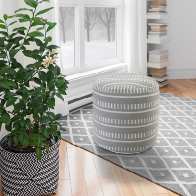 Atlantis Striped Pouf, Blue