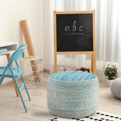 Havana Striped Pouf, Blue