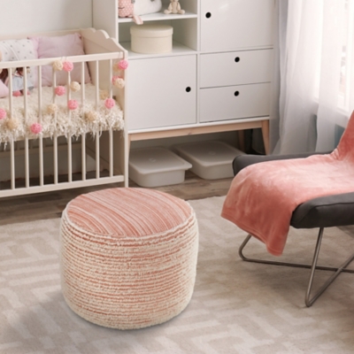 Havana Striped Pouf, Pink