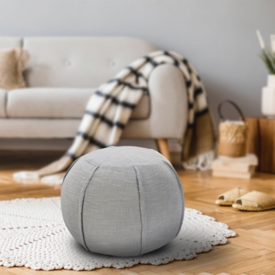 Zion Patchwork Pouf, Gray