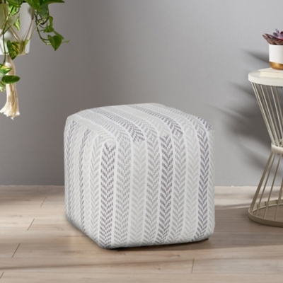 Altair Chevron Pouf, Gray