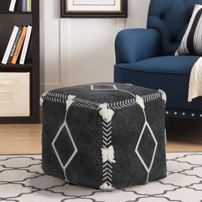 A600080928 Avant-garde Geometric Pouf, Black sku A600080928