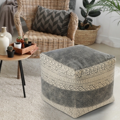 A600080930 Pacifica Tribal Pouf, Tan sku A600080930