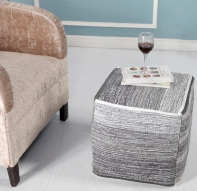 Pacifica Distressed Pouf, Gray