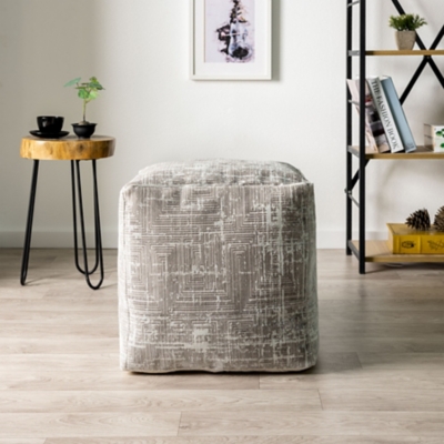 A600080932 Milano Distressed Geometric Pouf, Gray sku A600080932