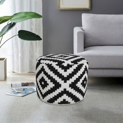 Quincy Diamond Pouf, Black