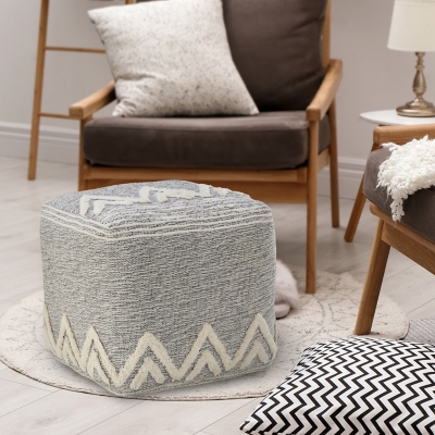 A600080941 Morningside Geometric Pouf, Gray sku A600080941