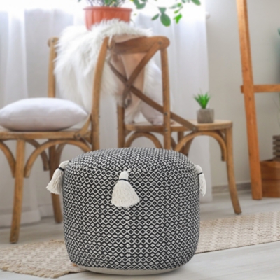 A600080942 Zadia Geometric Pouf, Black sku A600080942