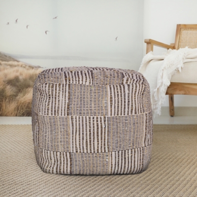 Andros Geometric Cube Pouf, Brown