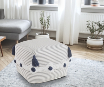 Zadia Striped Pouf, , rollover