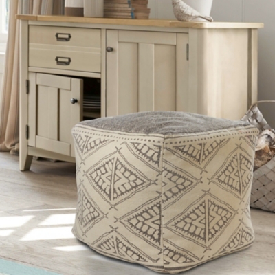 A600080956 Pacifica Tribal Pouf, Tan sku A600080956