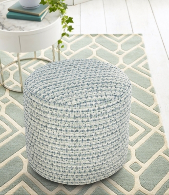 A600080959 Atlantis Geometric Indoor/Outdoor Pouf, Blue sku A600080959