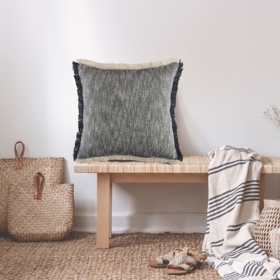 Suvii Home Athena Woven Decorative Throw Pillow, Dark Blue/White, rollover