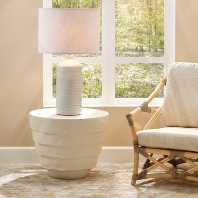 Relaxed Elegance Everson Textured Side Table, Cream White, rollover