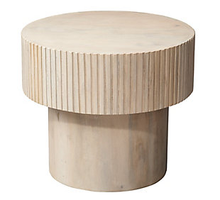 Relaxed Elegance Thorndale Round Wood Side Table, Bleach White, large