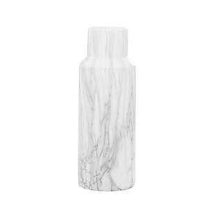 Bayberry Lane White Ceramic  Faux Marble Vase, 6" x 6" x 15", , large