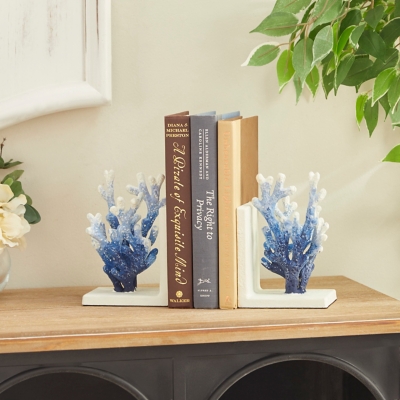 Bayberry Lane Ombre Coral Bookends (Set of 2), Blue