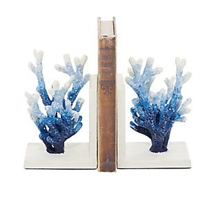 Bayberry Lane Ombre Coral Bookends (Set of 2), Blue, large
