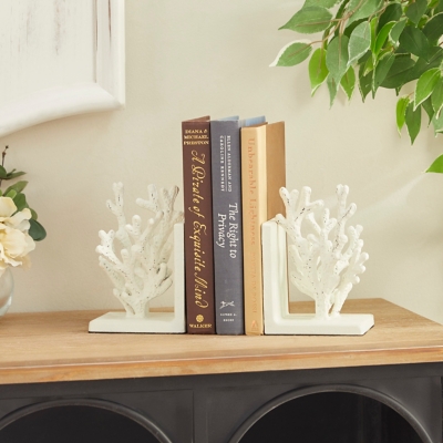 Bayberry Lane Coral Bookends (Set of 2), White