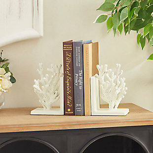 Bayberry Lane Coral Bookends (Set of 2), White, rollover