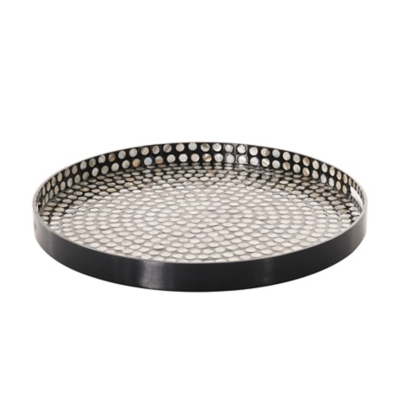 Bayberry Lane Mother of Pearl Tray with Slot Handles, , large