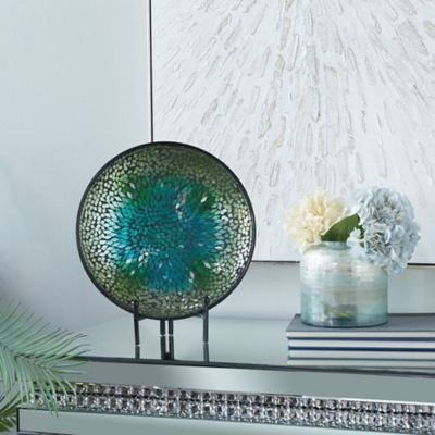 Bayberry Lane Mosaic Inspired Abstract Charger with Stand, , rollover