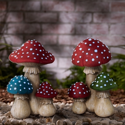 Gerson International Glow in The Dark Mushroom Figurines (Set of 2), , rollover