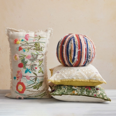 A600081347 Storied Home Flower Garden Pillow, Multi sku A600081347