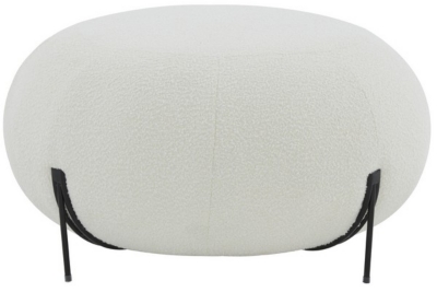 Safavieh Winterose Round Boucle Cocktail Ottoman, Ivory/Black, large