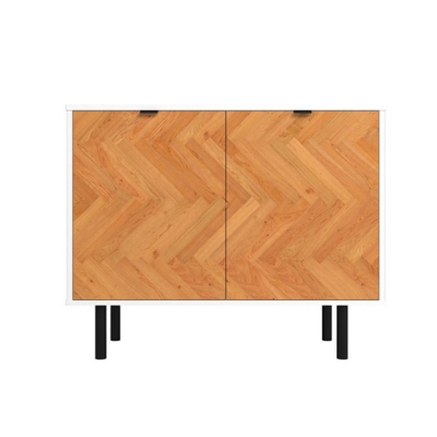 Manhattan Comfort Liam 35" 2-Shelf Accent Cabinet, White/Brown, large