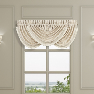 J. Queen New York Villanova Window Waterfall Valance, Alabaster