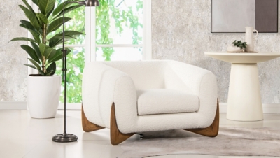 Jennifer Taylor home Alpine Sherpa Arm Chair, Ivory White