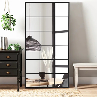 Dulcea Full Length Frame Window Mirror, Black, rollover