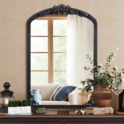 Dulcea Classic Arched Framed Wall Mirror, Black, rollover