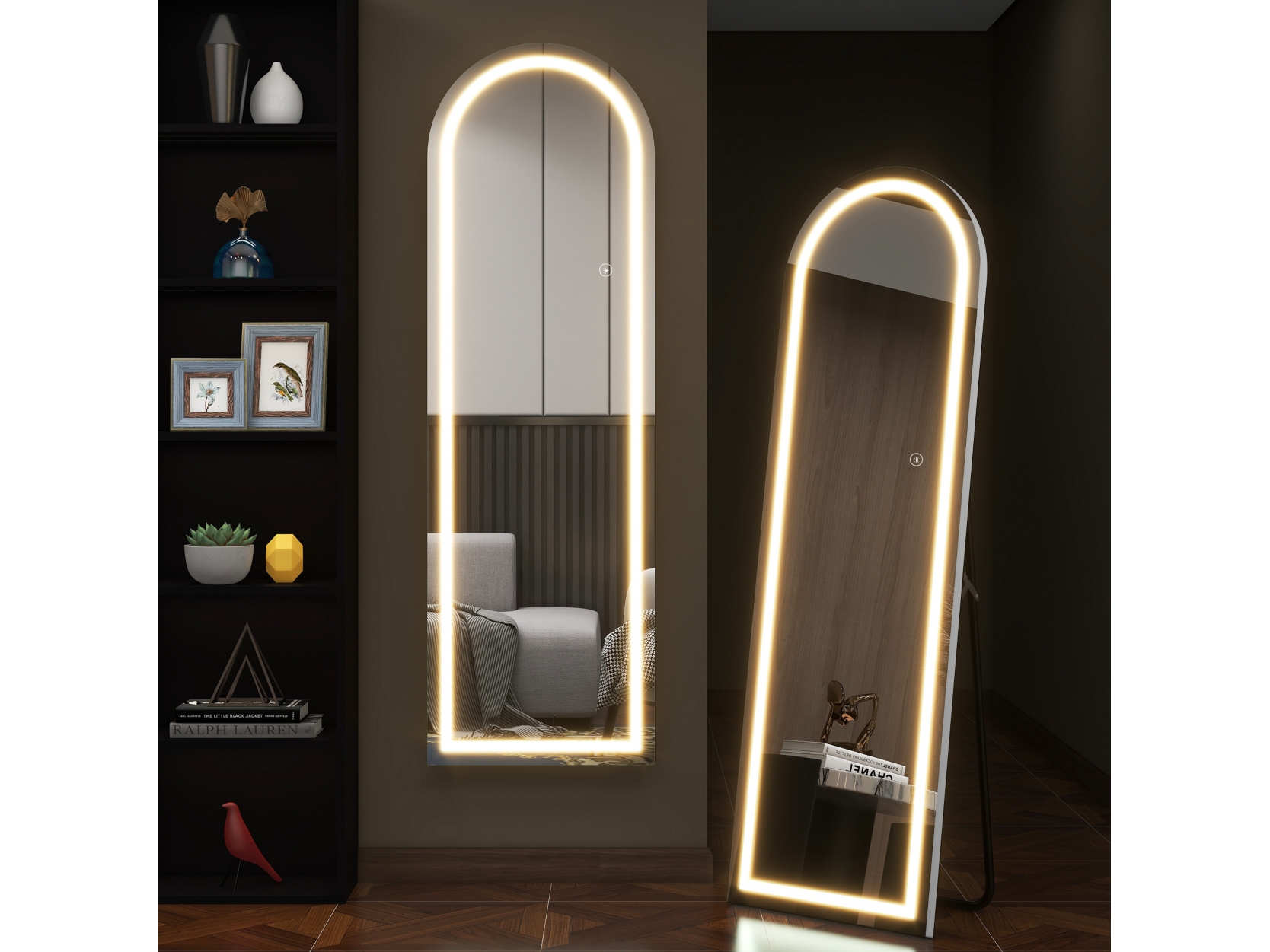 Dulcea LED Full Length Arched Frameless Mirror