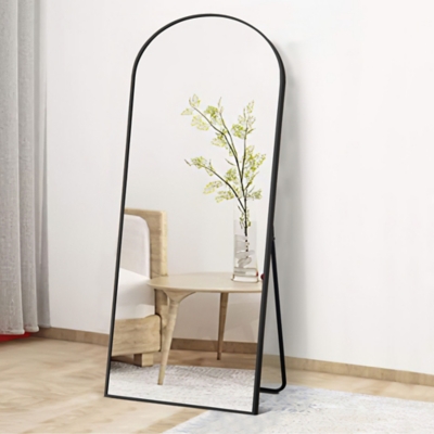 Dulcea Medium Full Length Arched Free Standing Body Mirror, Black