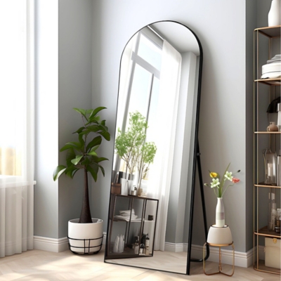 A600081589 Feronia Frame Arched Floor Mirror, Black sku A600081589