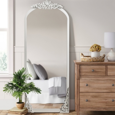 A600081592 Dulcea Carved Full Length Mirror, White sku A600081592