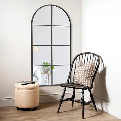 A600081596 Dulcea Medium Arched Wall Mirror, Black sku A600081596