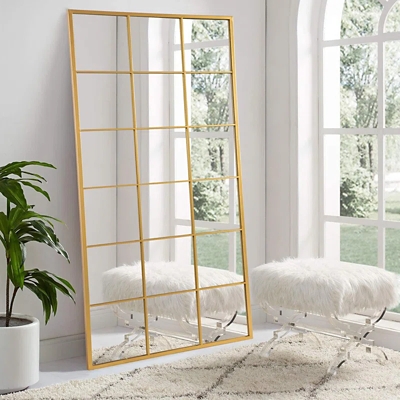 Dulcea Full Length Frame Window Mirror, Gold