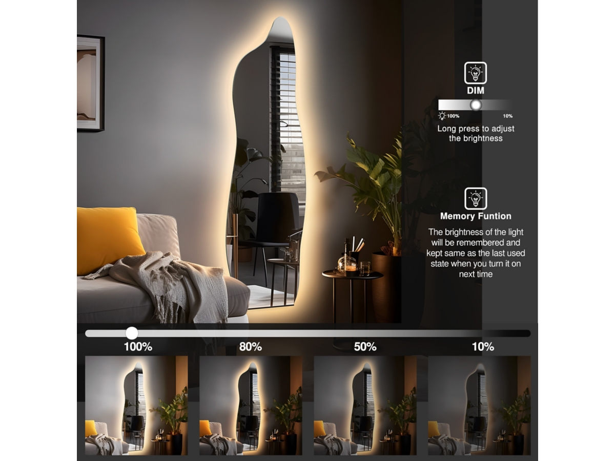 Dulcea Large LED Full Length Irregular Mirror | Ashley Dulcea Large LED Full Length Irregular Mirror | Ashley