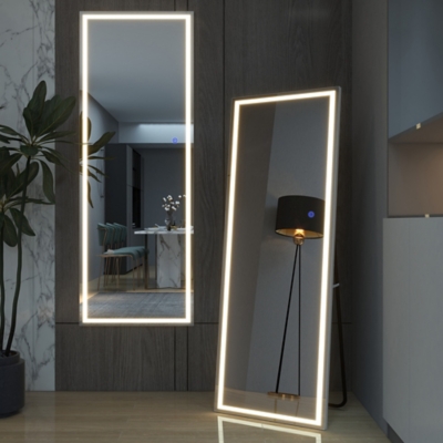 Dulcea LED Full Length Rectangular Frameless Mirror, White