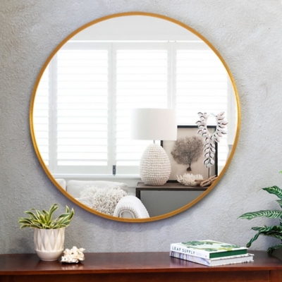 A600081612 Dulcea Medium Classic Round Accent Mirror, Gold sku A600081612