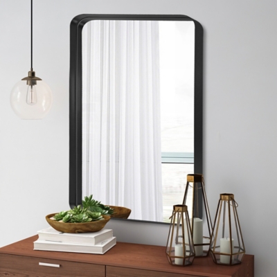 Dulcea Large Deep Frame Wall Decorative Mirror, Black, rollover