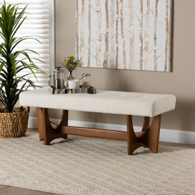 A600081631 Baxton Studio Theo Bench, White/Walnut Brown sku A600081631