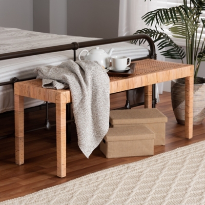 bali & pari Abelia Natural Rattan Long Bench, , rollover