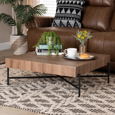 Baxton Studio Savion Coffee Table, Walnut Brown/Black