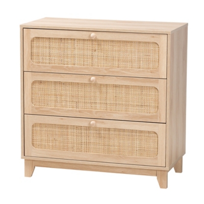 Baxton Studio Elsbeth Natural Rattan 3 Drawer Storage Cabinet, , large